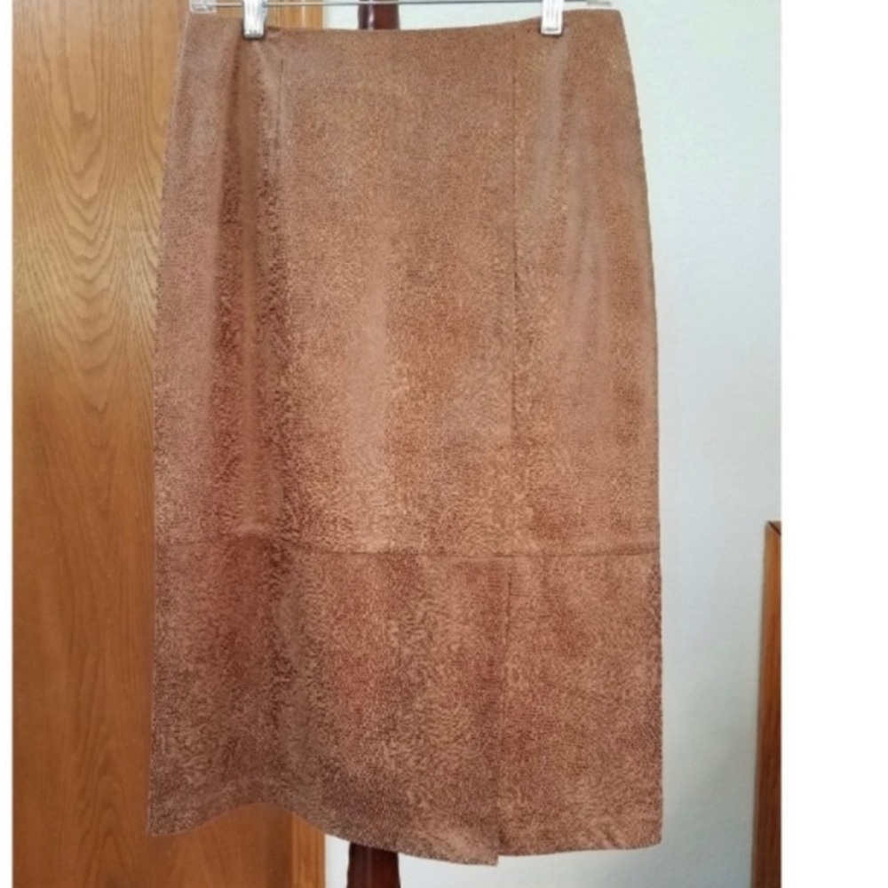 Ruby Rd Soft Tan Faux Snakeskin Skirt